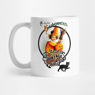 Vintage Retro Halloween Witch with Black Cat and Pumpkin Mug